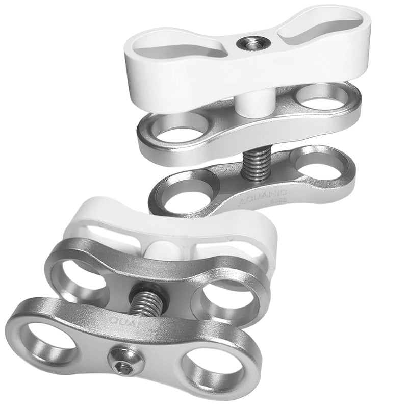 2PCS 1'' Standard Ball Clamp Mount,360°Clip Adapter Bracket for Underwater Diving Light Arm Tray System Photography Diving Camera Action Camera Flashlight Arms System,Silvery and White