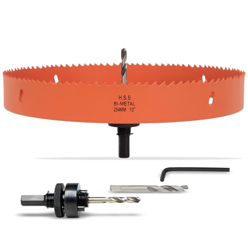 10 inch Hole Saw for Wood, Metal, Plastic & Drywall, with Arbor 10 in