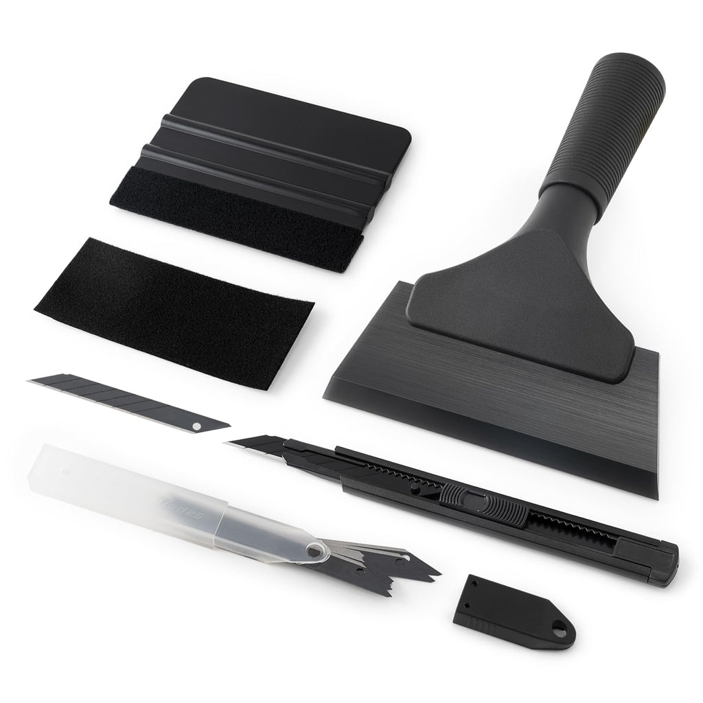 Gomake Vinyl Wrap Tool Set Window Tint Kit,Window Tint Tools Small Rubber Squeegee, Car Window Tint Application Kit,Vinyl Wrap Tools Felt Squeegee for Car Wrapping,Window Cleaning Black