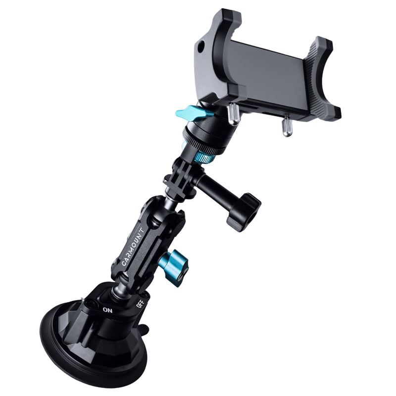 CARMOUNT TitanX100 Pro Heavy Duty Car Mount – Window Phone Mount & Windshield Mount Cell Phone Holder, Adjustable Suction Cup Phone Mount, Action Camera, iPhone, Android Phone Holder for Car & Truck