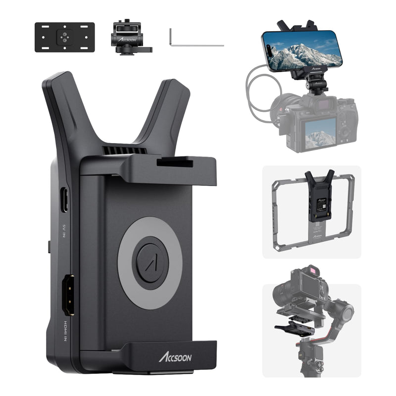 Accsoon CineView Nano Wireless Video Transmitter, HDMI Wireless Camera Transmitter 500FT Range 60ms Latency, Compatible with RS2/RS3/RS3 Pro Stabilizer/Switch/PowerCage, 4 APP Android/iOS Monitoring