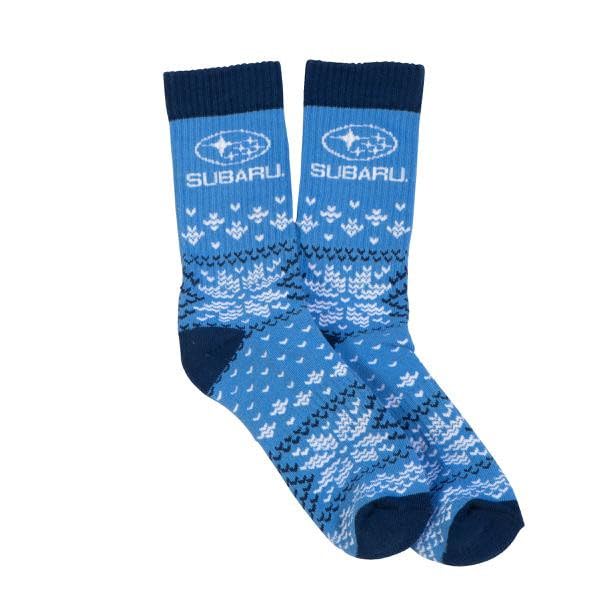 Subaru Logo Fair Isle Holiday Socks Ascent Forester Wrx Sti Legacy Outback Impreza Crosstrek Brz Solterra