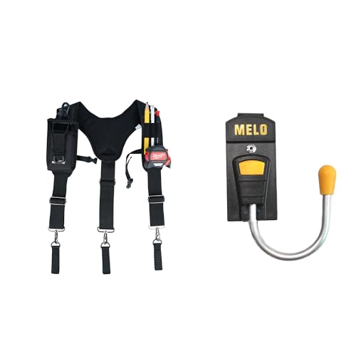 MELOTOUGH Tool Belt Suspenders Work Belt Suspenders for Men Big and Tall Construction + Tool Holster Cordless Drill Holster/Hook
