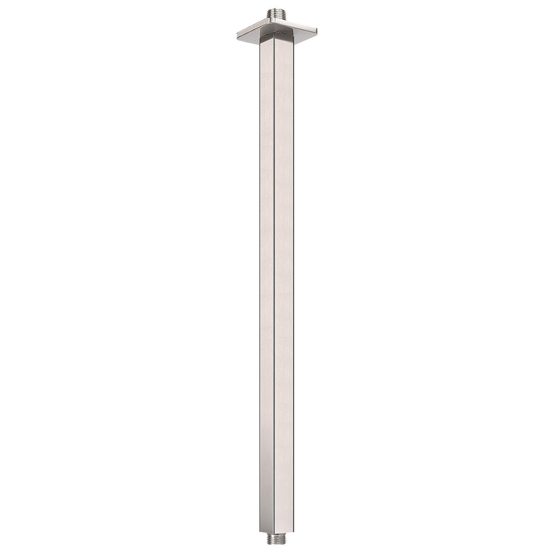 Ceiling Mounted Shower Arm, Rain Shower Square Extension Arm with Flange and Teflon Tape Stainless Steel Ceiling Mount Shower Extender (24 Inch, Brushed Nickel) 24 Inch