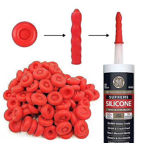 100 Caulk Saver Caps - Caulk Finishing Tool for Sealing and Preserving, Red 100
