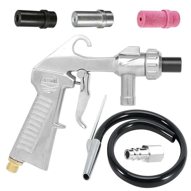 Versatile Sandblasting Gun Compressed Air with Nozzles of Various Calibres, Sand Blasting Gun with 1 m Rubber Hose, Accessories for Sandblasting Device for Professional and DIY Projects B