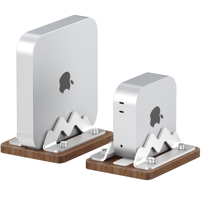 Walnut Wood MacMini Vertical Stand for MacMini M4 M3 M2 M1(2010-2024), Compatible with Mini pc/Small/Micro Desktop Computer Host, Desktop Dock Holder Slot Width(1-2.2 inch) FBK03M (03M)Mini PC Stand