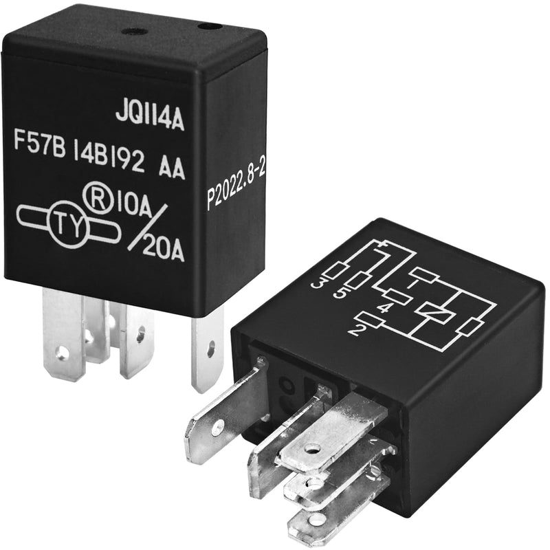 Relay F57B14B192AA (Set of 2), 10A/20A 12VDC 5Pins Automotive Relay F57B 14B192 AA - OEM Replacement, Compatible for Select Ford,Toyota,Cadillac Vehicles