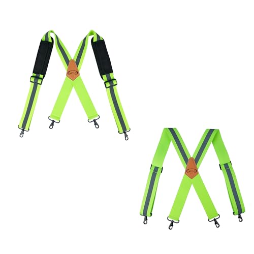 MELOTOUGH High Visibility Tool Belt Suspenders Safety Reflective Tool belt Harness for Heavy Duty Work belt with Movable shoulder Pads, Quick lobster clasp