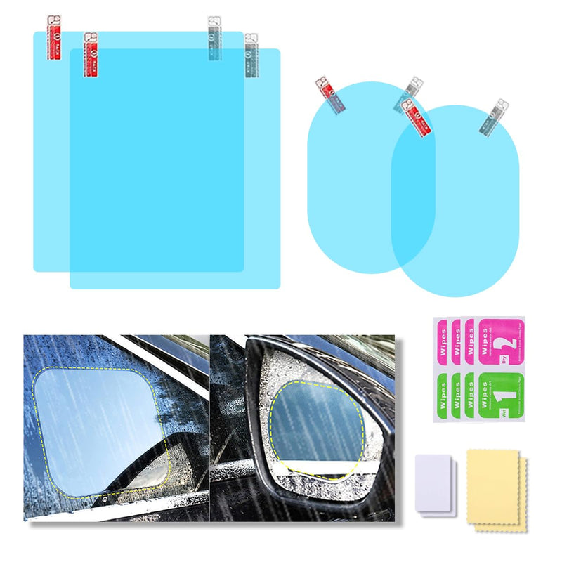 4PCS Car Rearview Mirror Film, Waterproof Film Side Mirror Rainproof Film HD Nano Coating Transparent Car Film, Safe Driving Protective Sticker Film for Most Cars Trucks Suvs Square&Oval