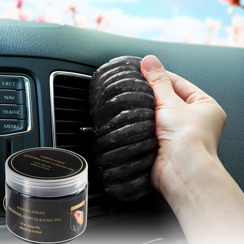 Cleaning Gel for Car Cleaner Cleaning Kit Automotive Air Vent Dust Cleaning Slime for Auto Cleaning Putty Universal Dust Car Accessories Car Interior Cleaner Keyboard Cleaning Laptop Black