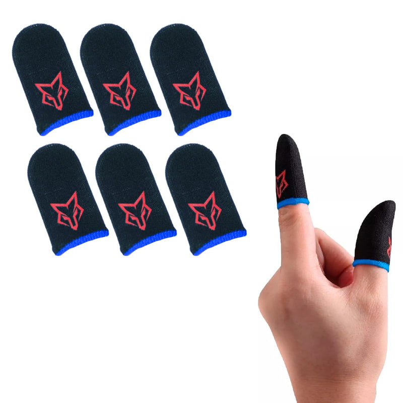 Finger Sleeves Breathable Touchscreen for Mobile Games V1 (6pcs) Profesional Finger Gloves Gamer PUGB Free Fire COD (Red/Blue) Red / Blue