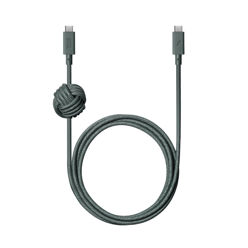 Native Union Anchor Cable 240W – 10ft Reinforced Braided USB-C to USB-C Power Delivery 3.1 Charging Cable with Weighted Knot – for iPhone 17 Pro Max/17e, MacBook Pro M5, Air, Neo (Slate Green) Slate Green