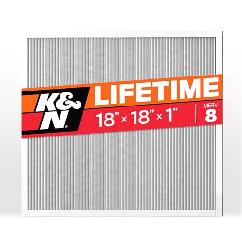 K&N 18X18X1 HVAC Furnace Air Filter, Lasts a Lifetime, Washable, Merv 8, the Last HVAC Filter You Will Ever Buy, Breathe Safely at Home or in the Office, HVC-8-11818 17.8" x 17.8" x 0.8"