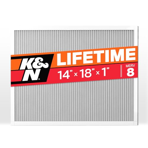 K&N 14X18X1 HVAC Furnace Air Filter, Lasts a Lifetime, Washable, Merv 8, the Last HVAC Filter You Will Ever Buy, Breathe Safely at Home or in the Office, HVC-8-11418 13.8" x 17.8" x 0.8"