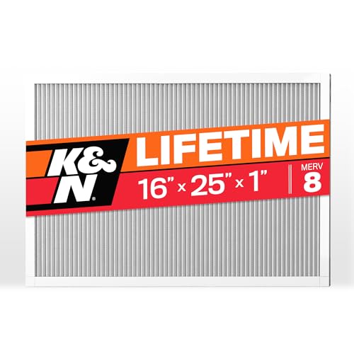 K&N 16X25X1 HVAC Furnace Air Filter, Lasts a Lifetime, Washable, Merv 8, the Last HVAC Filter You Will Ever Buy, Breathe Safely at Home or in the Office, HVC-8-11625 15.5" x 24.5" x 0.8"