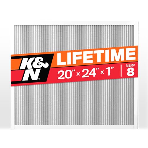 K&N 20X24X1 HVAC Furnace Air Filter, Lasts a Lifetime, Washable, Merv 8, the Last HVAC Filter You Will Ever Buy, Breathe Safely at Home or in the Office, HVC-8-12024 19.4" x 23.4" x 0.8"