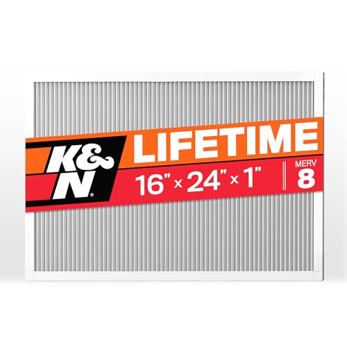 K&N 16X24X1 HVAC Furnace Air Filter, Lasts a Lifetime, Washable, Merv 8, the Last HVAC Filter You Will Ever Buy, Breathe Safely at Home or in the Office, HVC-8-11624 15.4" x 23.4" x 0.8"