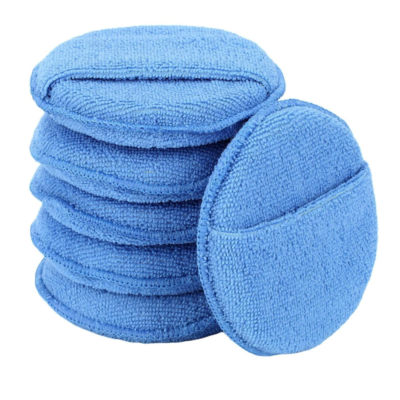 Microfiber Wax Applicator Pads, Car Wax Applicator with Finger Pocket, Buffing & Detail Polishing Foam Pads for Car Cleaning and Fine Polishing (5 inch, 6 Pack) Blue-1