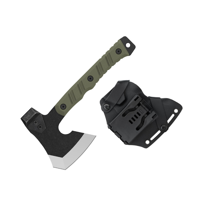 OKNIFE Otacle A1 Mini Multifunctional Hatchet, Rugged, Full Tang, 2-in-1 Hatchet, Comfortable, Non-Slip Grip with Durable Kydex Sheath A1 Mini (OD Green)