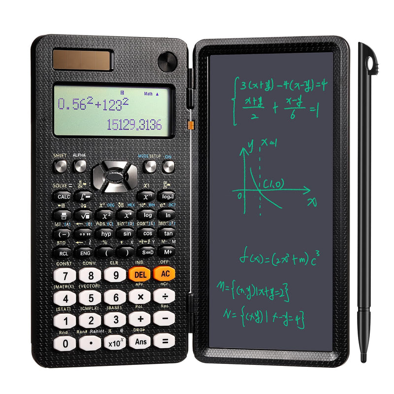 Scientific Calculators with LCD Writing Tablet for Back to School Solar Powered Calculator Small Math Calculator with Notepad for Middle High School Student