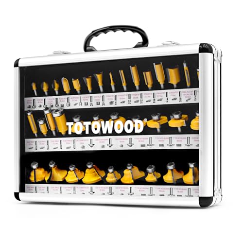 TOTOWOOD Router Bit Set ,Tungsten Carbide Router Bits Set 1/4 Shank,35 Piece Router Bit Kit for DIY, Woodworking Project,American Router Bit Set with Premium Aluminum Carry Storage Case (35pcs) 35pcs