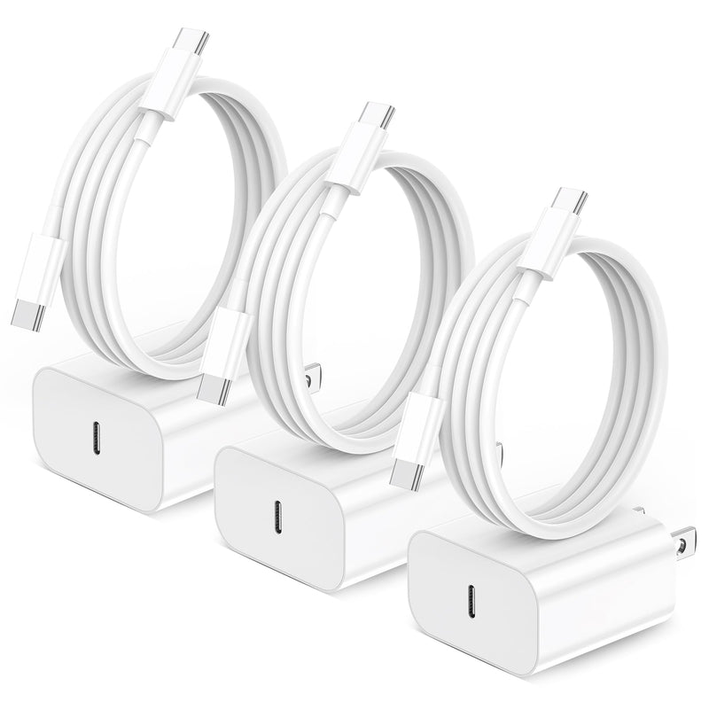 iPhone 15 Charger, 3 Pack 20W USB-C Wall Charger with 6ft USB C to USB C Cable for iPhone 15/15 Plus/15 Pro/15 Pro Max/iPad Mini 6,iPad Air4,iPad Pro 12.9