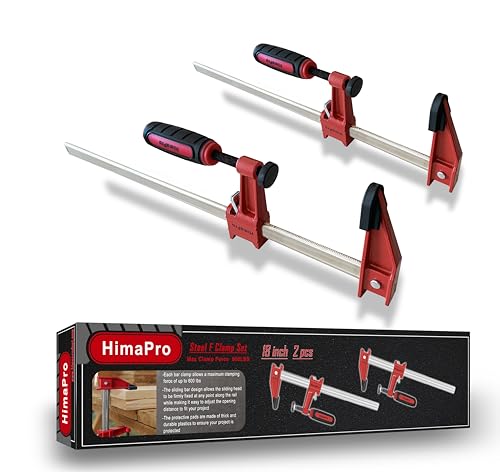 HimaPro 18 Inch Bar Clamp Set, 2 Pack 600 lbs Load Limit Medium Duty Quick Release Steel F Clamp, Ideal for Woodworking, Metalworking, and DIY Projects 18 Inch Set