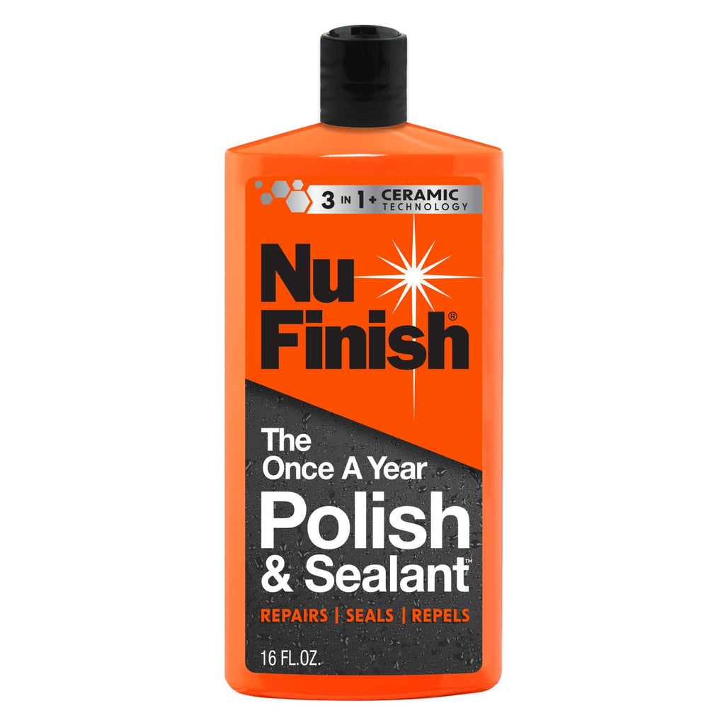 Nu Finish Once a Year Polish and Sealant, Car Polish and Paint Sealant with 3-in-1 Ceramic Technology to Repair, Seal and Repel, 16 fl oz Bottle