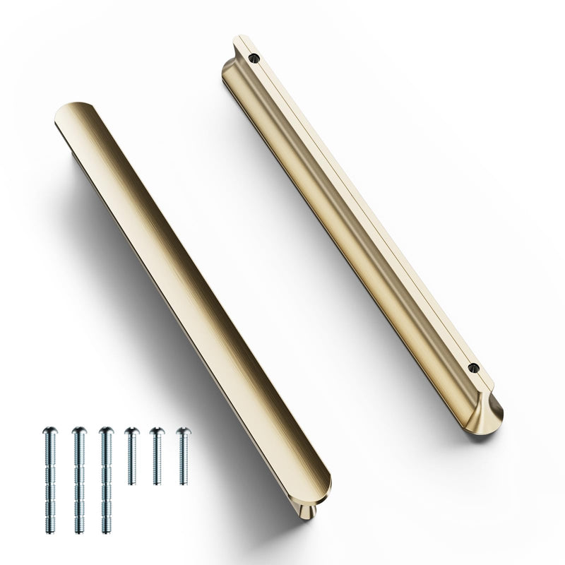 Cobbe 10 Pack Champagne Bronze Cabinet Pulls 6-5/16 inch Hole Centers Kitchen Cabinet Handles Drawer Pulls Kitchen Cabinet Hardware 6-3/8" hole center spacing Gold 10 Pack