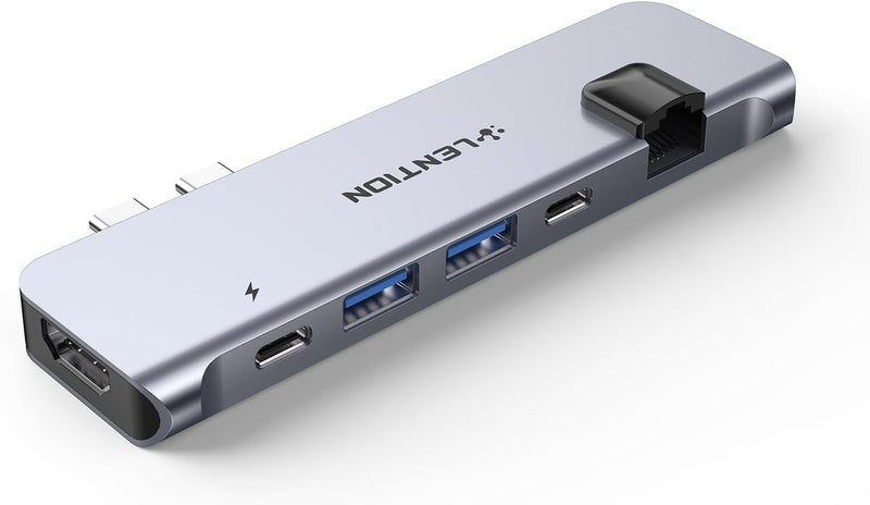 LENTION USB C Hub with Thunderbolt3(PD+Data Transfer+Video Output), 4K HDMI, USB 3.0, Gigabit Ethernet Mac Adapter Compatible 2016-2023 MacBook Pro, Mac Air, More (CS65, Space Gray)