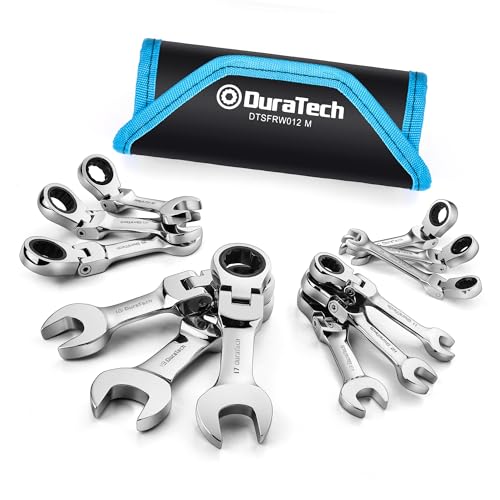 DURATECH Stubby Flex-head Ratcheting Wrench Set, Metric, 12-piece