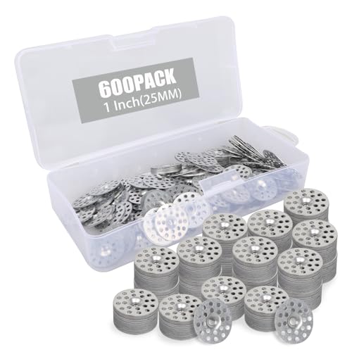 600Pcs 1 Inch Plated Plaster Washers, Metal Foam Board Washers Fasteners for Screws Plaster Repair Rings Profile Washer and Wall Ceiling Drywall Plaster Repair(with Storage Box) Zinc Plaster Washers