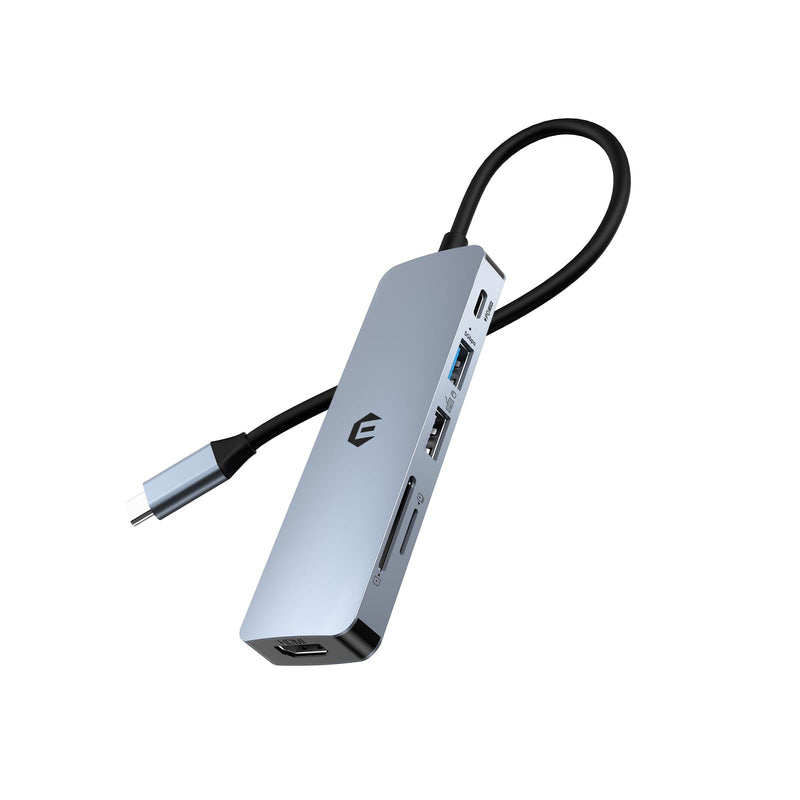 USB C HUB, 6 in 1 USB Adapter, 4K HDMI, 100W PD, USB 3.0 Ports, USB 2.0 Ports, and SD/TF Card Reader, Perfect for Mac Pro/Air, iPad Pro, iMac, and More