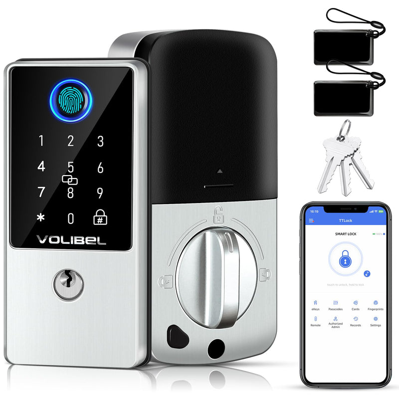 Smart Lock, 7-in-1 Keyless Entry Door Lock with Fingerprint, Remote & Voice Control, Auto Lock, Electronic Touchscreen Deadbolt Lock, Biometric Smart Door Lock for Front Door, D1-T