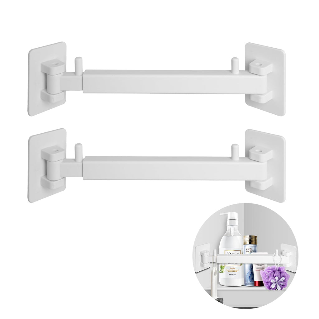 RV Shower Corner Storage Bar Base Angle and Adjustable Rod Length Bottom White Corner Frame Suitable for Fixing Toilets in RVs (2) 2