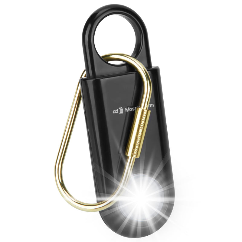 130dB Personal Safety Alarm Strobe Light. Loud Sound Keychain Siren with Carabiner for Women, School Children, Night Runners, Hiking. Bear Alarm Deterrent. SOS Emergency Self Defense Alerts. Black