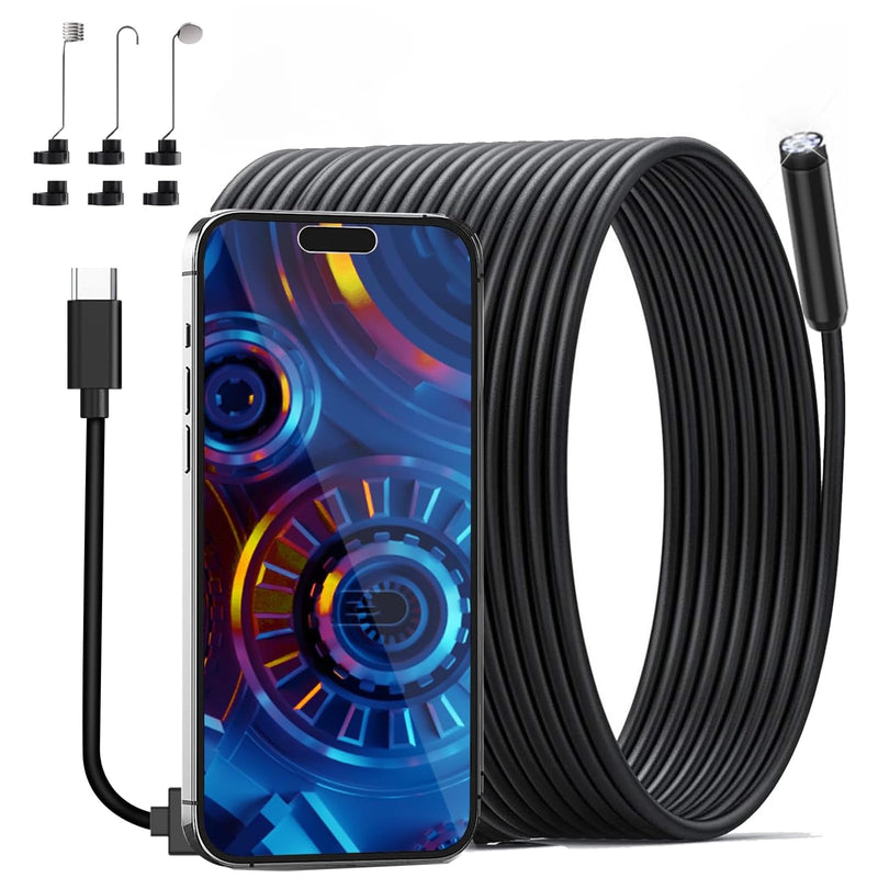 Endoscope Camera with Light 10 m, 1080P HD Endoscope Camera Mobile Phone Waterproof IP67 No WiFi Required Inspection Camera Channel Camera Mobile Phone with 8 LED Lights for Android & iOS, Tablet 32.8 ft/10 m
