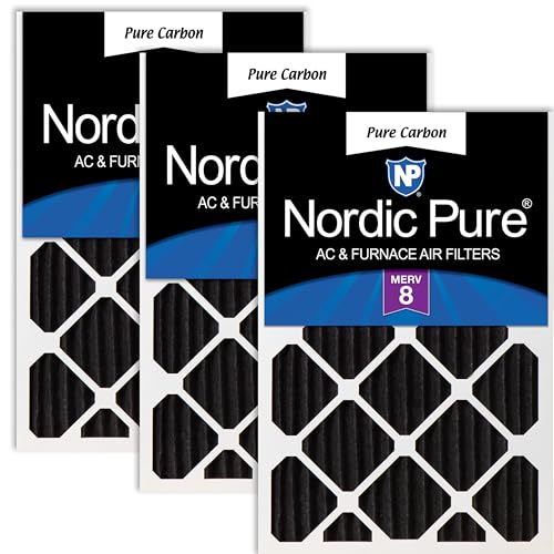 Nordic Pure 15x20x2 Pleated MERV 8 Pure Carbon Air Filters 3 Pack