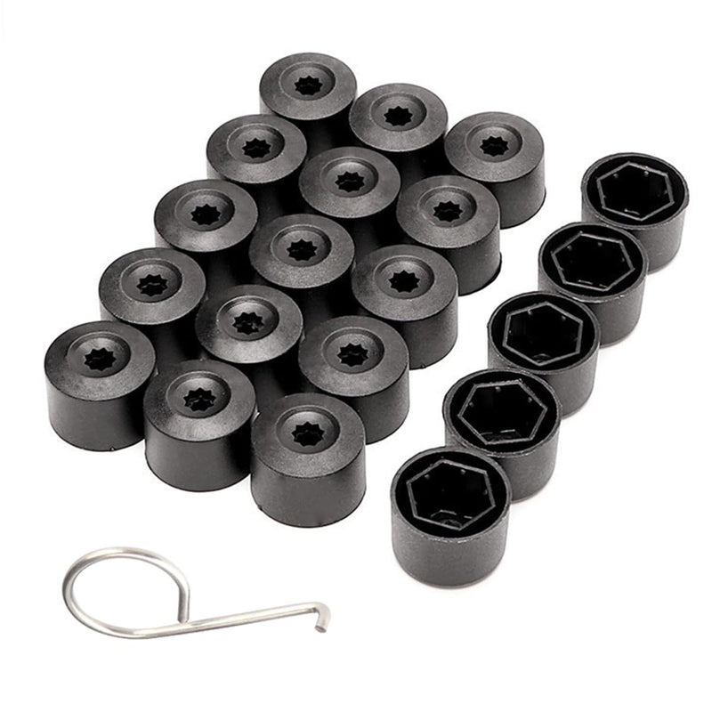 20PCS Car Wheel Lug Nut Covers Auto Tire Bolt Caps, 17mm Wheel Nut Covers with Removal Tool, Wheel Bolt Cover Dismantle Replacement 1K0 601 173 for VW, Jetta Beetle Passat GTI CC Black