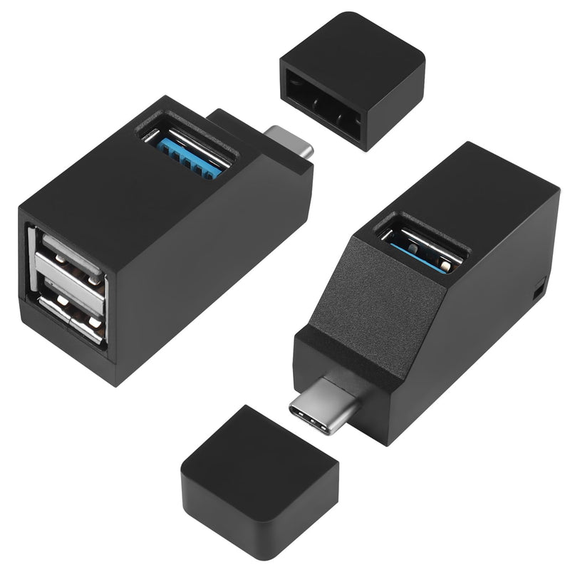 USB C to USB Adapter,3Port USB C Hub Adapter 2 Pcs 90 Degree USB Hub Splitter 1 USB 3.0 and 2 USB 2.0 Port Portable Powered Data for Connecting Mobile Hard Disk, U Disk, Camera, Mouse,etc