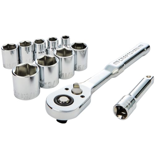 CRAFTSMAN 11-Piece Socket Set, Metric, 3/8 Inch Drive, Low Profile Ratchet, 90-Tooth (CMMT12127) NEW MM, 11 Piece