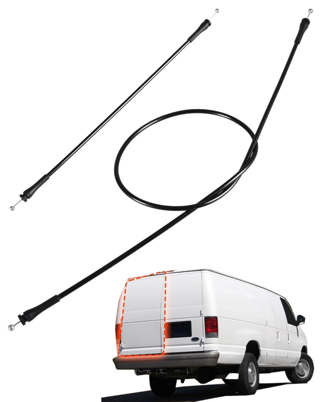 Rear Left Cargo Door Upper & Lower Latch Release Cables Compatible with Ford E-150 E-250 E-350 E-450 Club Wagon Super Duty Replace# 8C2Z15431A03A, 6C2Z1543286AA Rear Left Door Cables