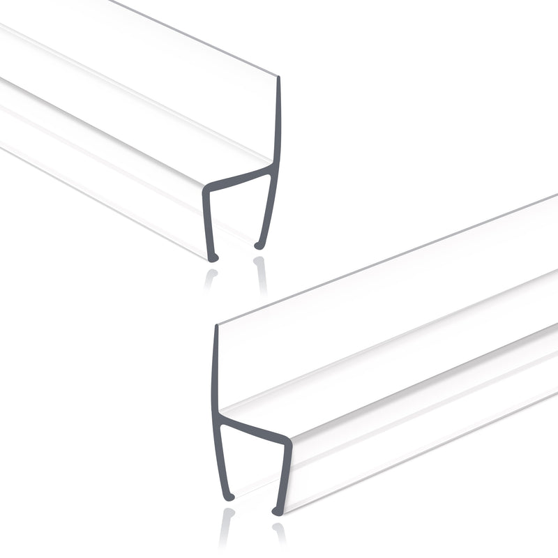 Frameless Shower Door Seal Strip 2 Pack x 78 Inch H for 3/8" Thick Glass Shower Door Side Seal Strip Bottom Seal Door Sweep, Ultra Clear Polycarbonate Stop Shower Leaks Create A Water Barrier 2PCS x 78" for 3/8" H (For Side & Bottom)