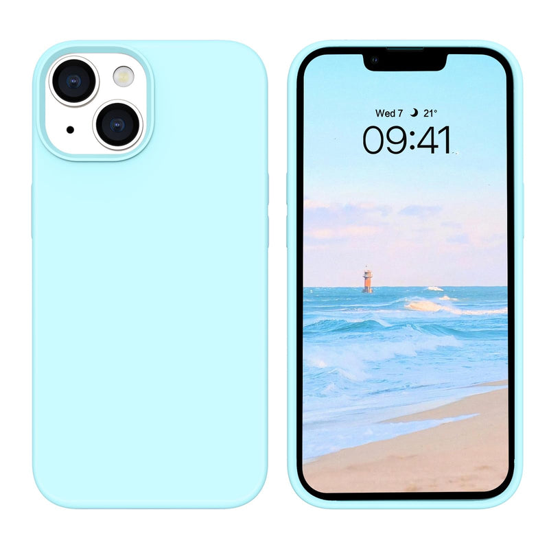 BENTOBEN iPhone 14 Plus Case, iPhone 14 Plus Phone Case, Women Men Slim Liquid Silicone Soft Gel Rubber Anti-Scratch Shockproof Phone Cover with Microfiber Lining for iPhone 14 Plus 6.7", Ice Blue