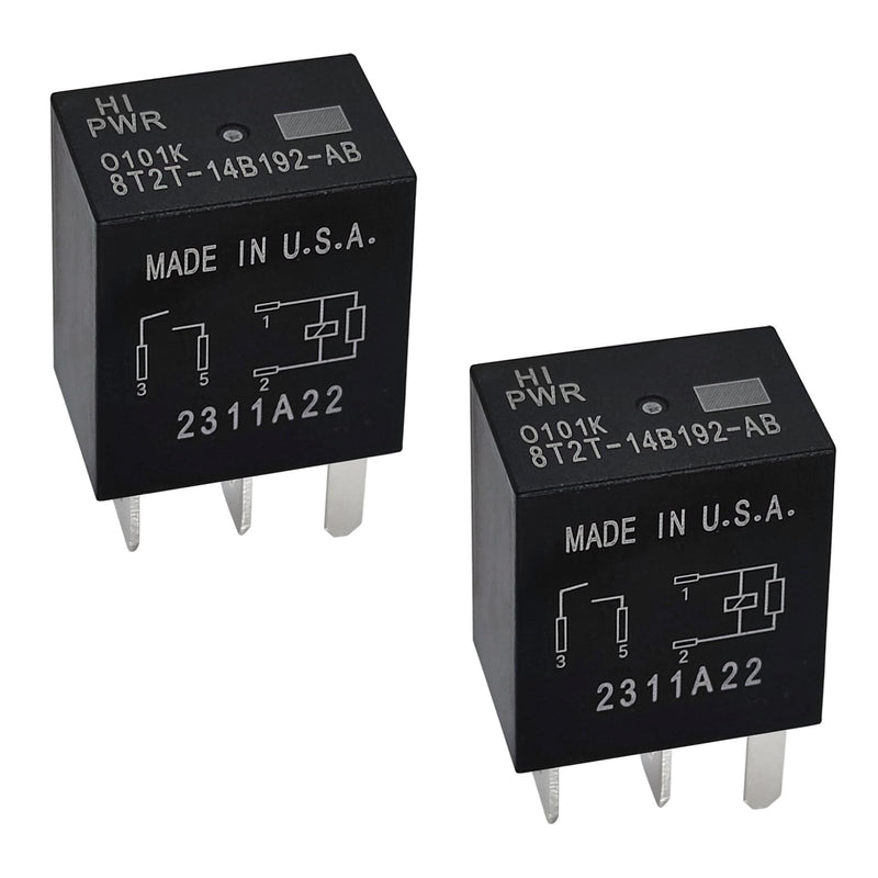 Relay 8T2T-14B192-AB (Set of 2), 12VDC 4 Pins Plug-in Automotive Relay - Reliable OEM Replacement, Compatible for Select Ford Vehicles