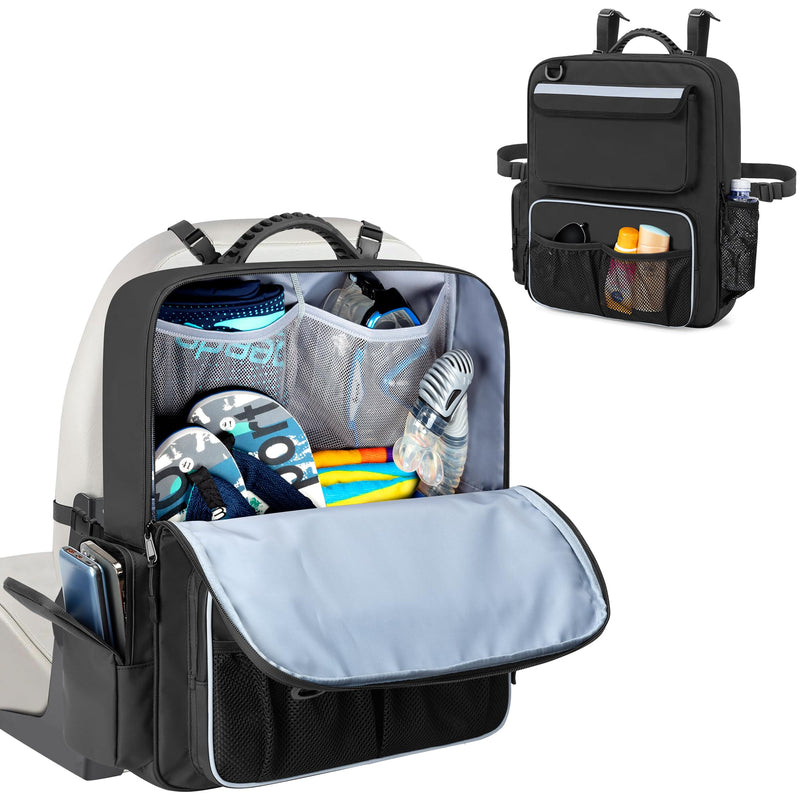 GRAOSO Boat Organizers and Storage, Boat Back Seat Carrying Bag with Rubber Handle and Adjustable Back Belt, Multiple Pockets for Boat Accessories, Black