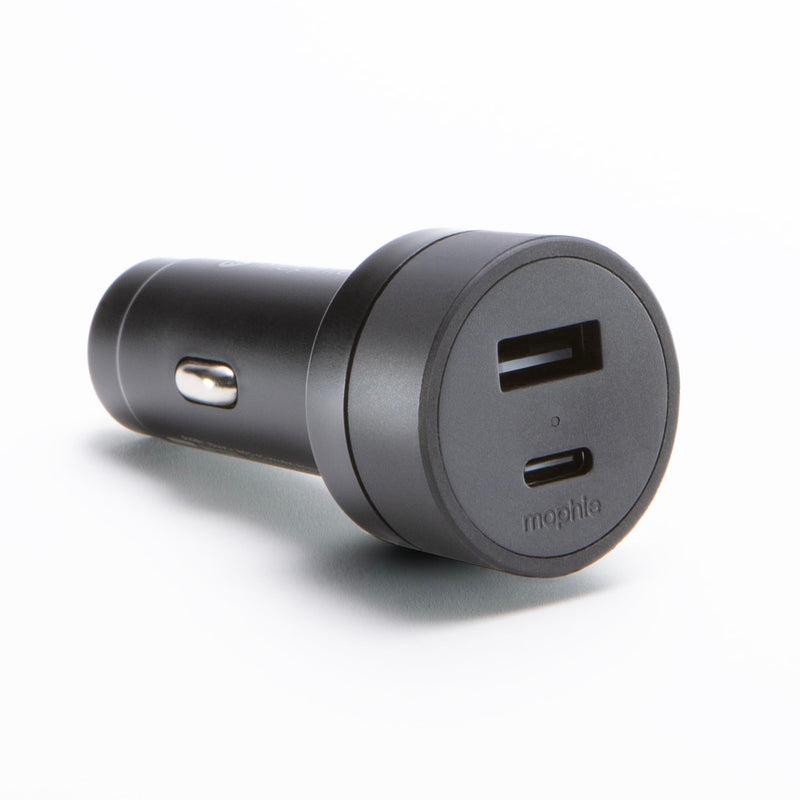 mophie 42W Dual USB-C + USB-A Car Charger, Universal AUX Compatibility, LED Indicator, Fast Charging, Multi-Device USB-C & USB-A