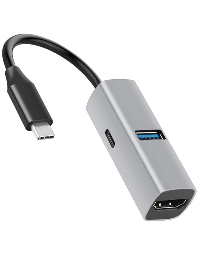 USB C Hub, 3 in 1 USB C to USB Hub with 1 HDTV, 1 USB 3.0, 1 PD 100W for MacBook Pro/Air, iPad Pro, Chromebook, XPS and More (Grey with HDTV) Grey 3 port with HDTV