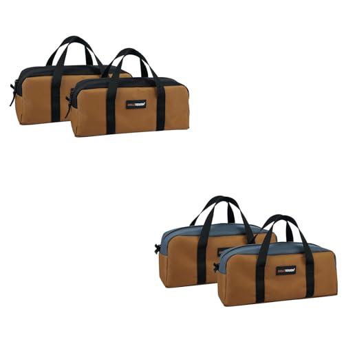 MELOTOUGH Canvas Tool Bag 14 Inch Tool Tote Bag with Zipper Heavy Duty Portable Tool Organizer Bag for Electrician,Carpenter,Mechanic,Plumbing(Tan)